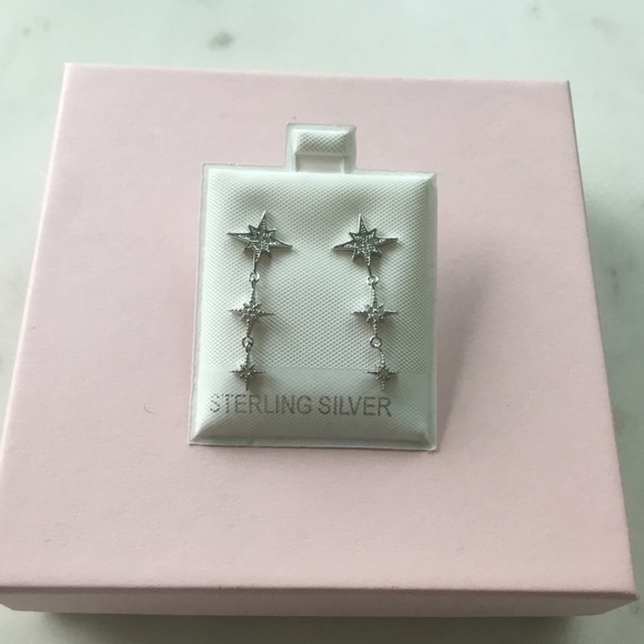 Sale $18 Firm! Sterling Silver rhodium plated Star Earrings - Picture 5 of 14